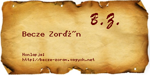 Becze Zorán névjegykártya